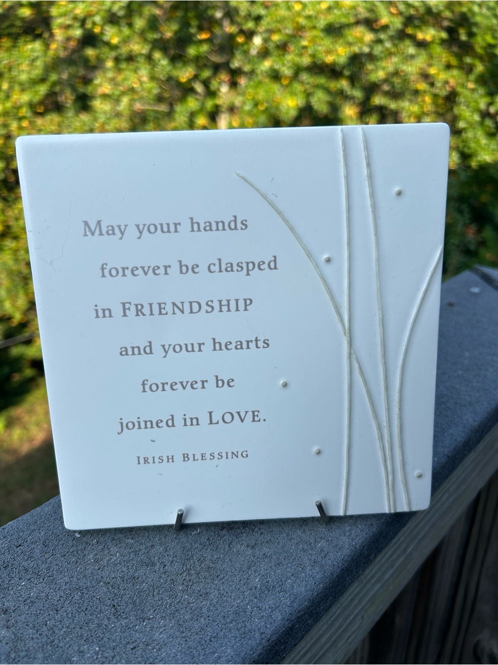 Irish Blessing White Ceramic Plaque - Inspirational Home Accent & Stand